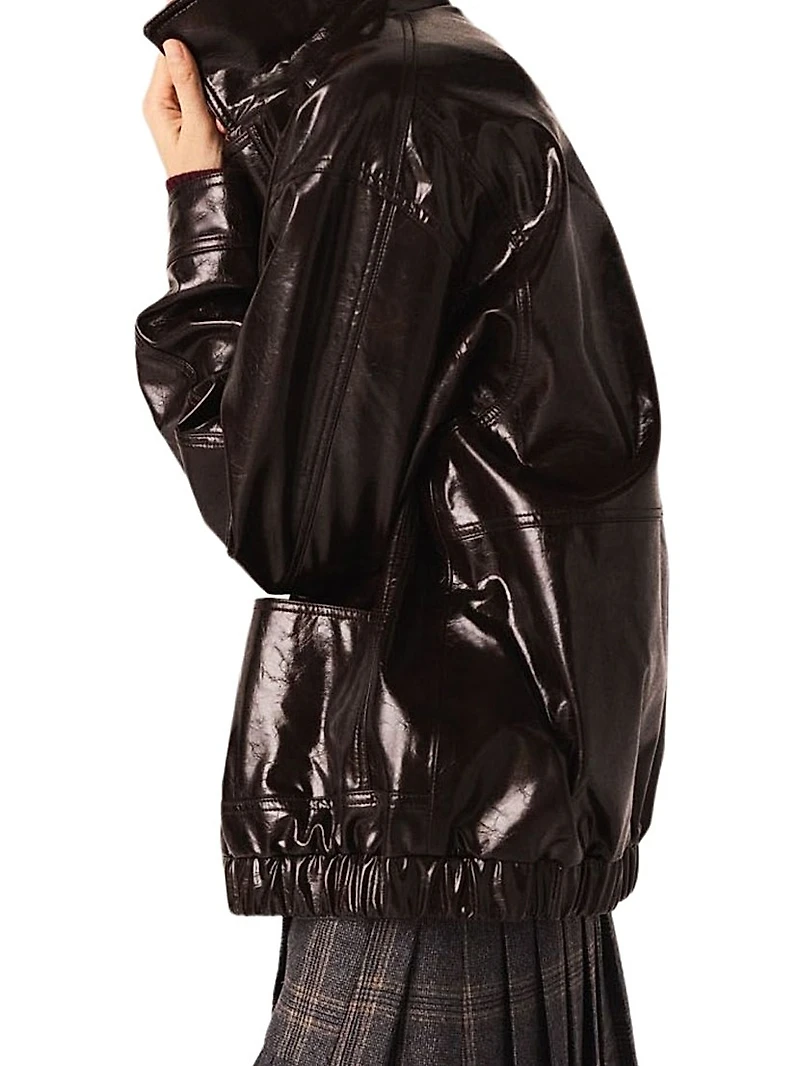 Cracked Faux Leather Jacket