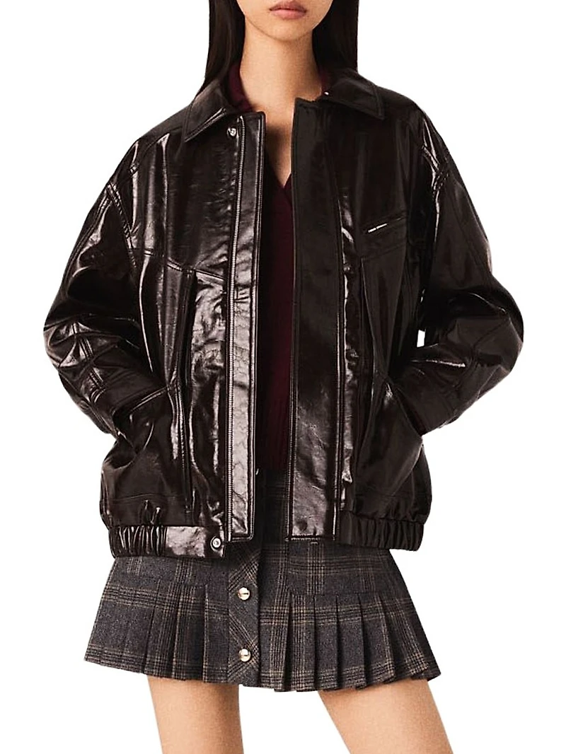 Cracked Faux Leather Jacket