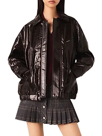 Cracked Faux Leather Jacket