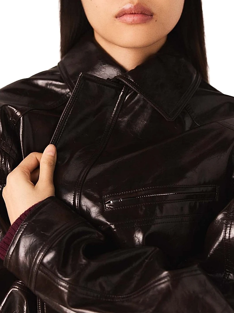 Cracked Faux Leather Jacket