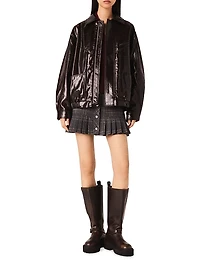 Cracked Faux Leather Jacket