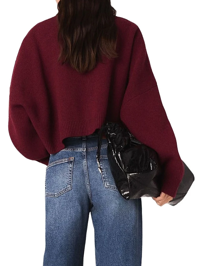 Cropped Wool Blend Cardigan