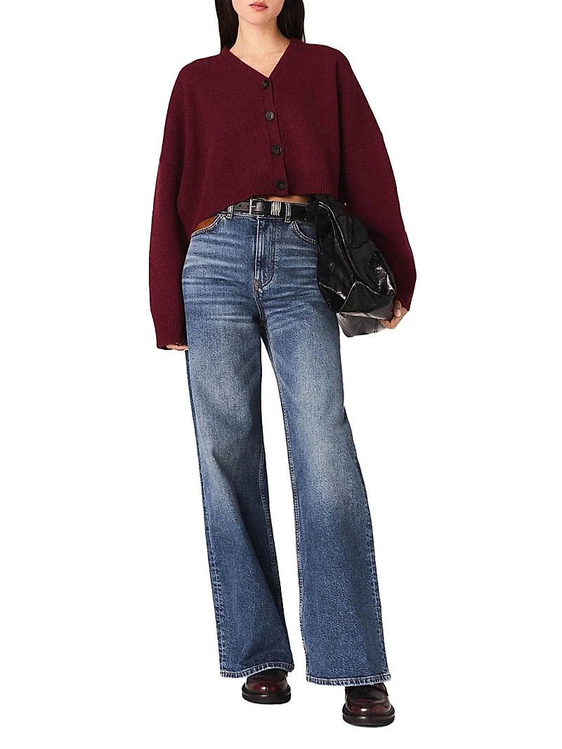 Cropped Wool Blend Cardigan