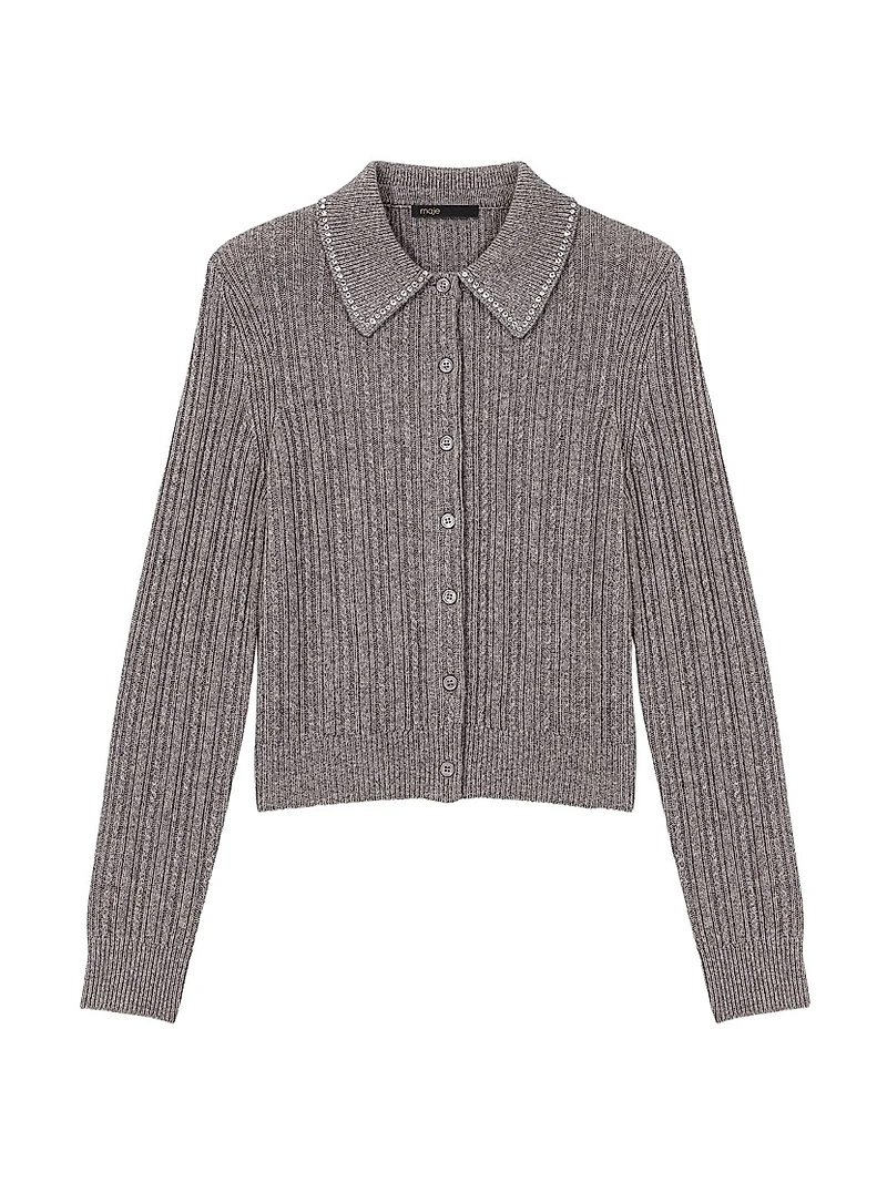 Rhinestone Collar Cardigan