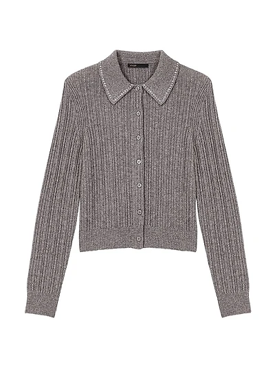 Rhinestone Collar Cardigan