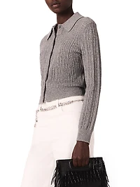 Rhinestone Collar Cardigan