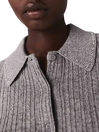 Rhinestone Collar Cardigan