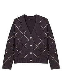 Rhinestone Check Cardigan