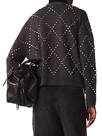 Rhinestone Check Cardigan