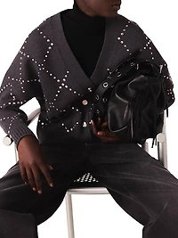 Rhinestone Check Cardigan