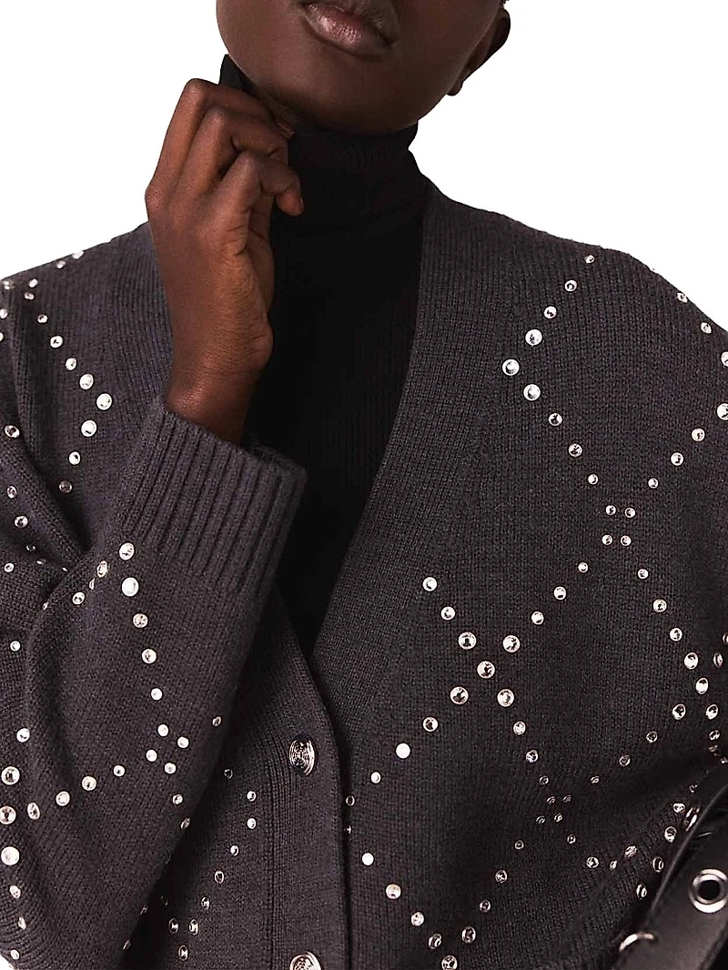 Rhinestone Check Cardigan