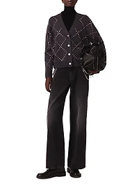 Rhinestone Check Cardigan