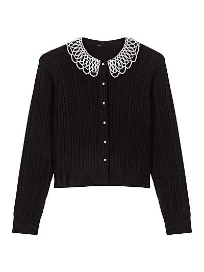 Cardigan with Removable Beaded Collar