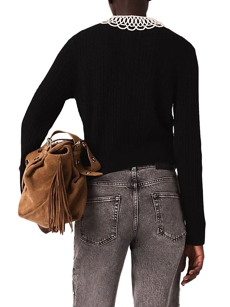 Cardigan with Removable Beaded Collar