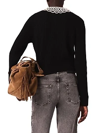 Cardigan with Removable Beaded Collar