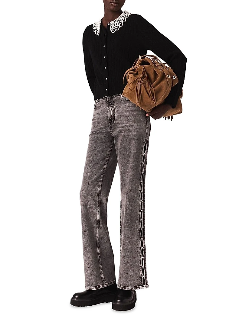 Cardigan with Removable Beaded Collar
