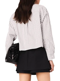 Striped Rhinestone Shirt with Tie