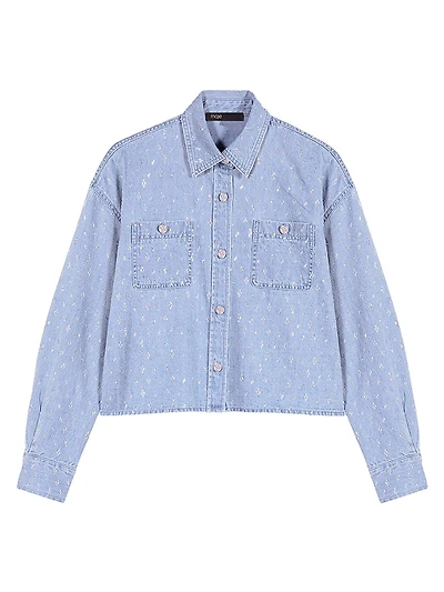 Short Rhinestone Denim Shirt