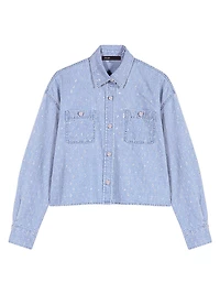 Short Rhinestone Denim Shirt