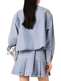 Short Rhinestone Denim Shirt
