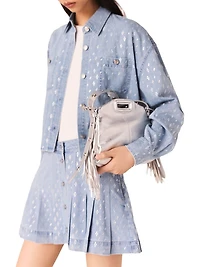 Short Rhinestone Denim Shirt
