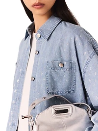 Short Rhinestone Denim Shirt