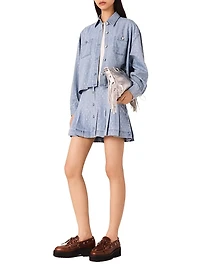 Short Rhinestone Denim Shirt