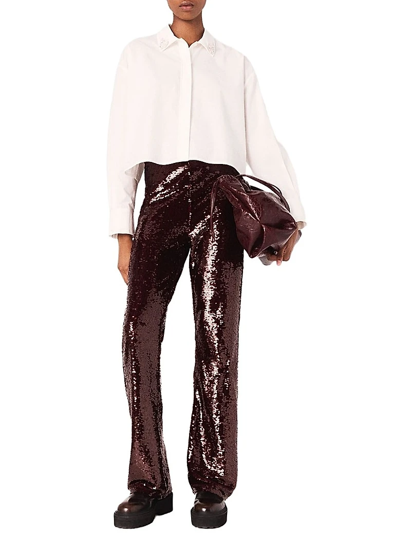 Cropped Shirt with Jewel Detail
