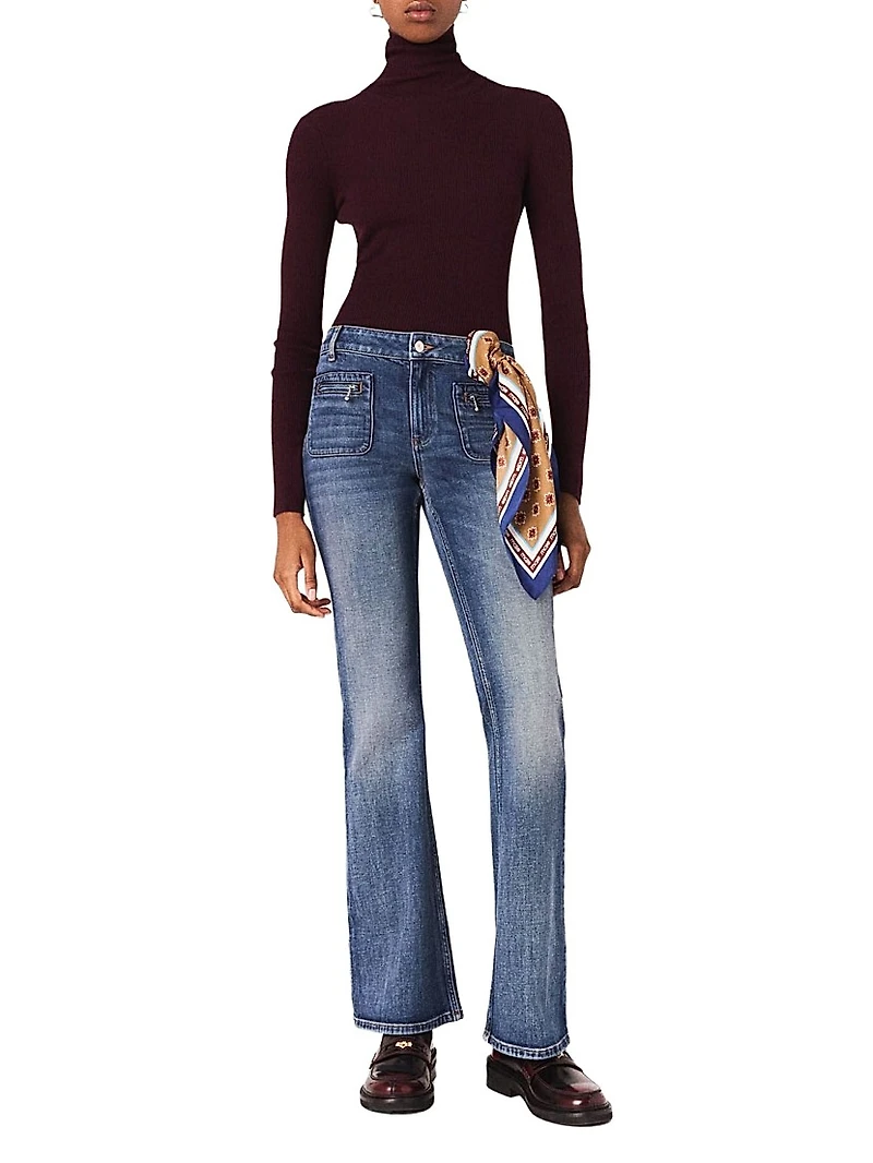 Bootcut Jeans with Zip Pockets