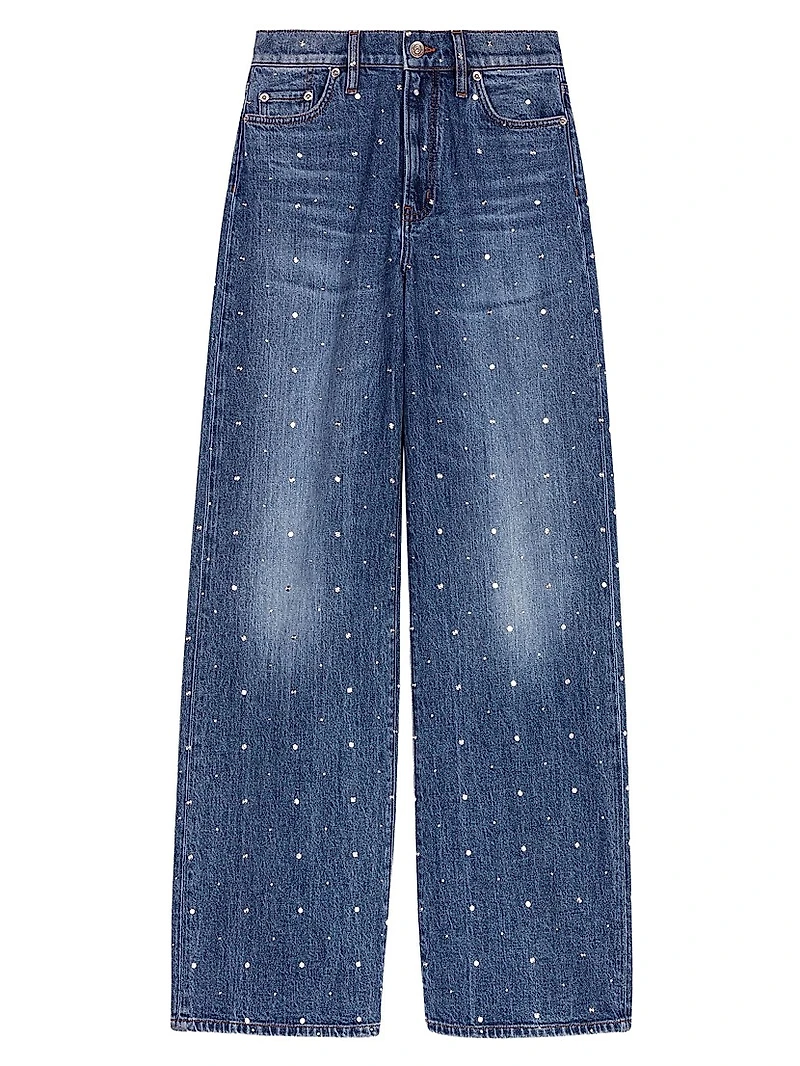 Wide-Leg Denim Jeans with Studs