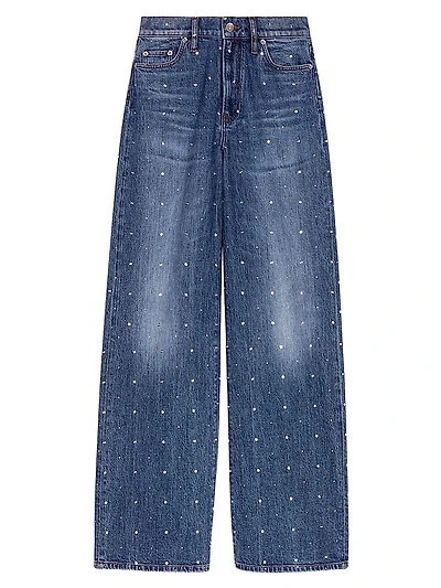 Wide-Leg Denim Jeans with Studs