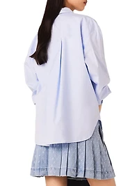 Short Pleated Denim Skirt with Strass