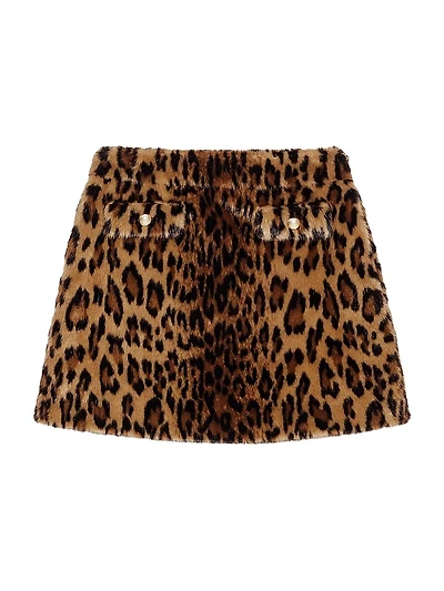 Leopard Faux Fur Miniskirt