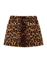 Leopard Faux Fur Miniskirt