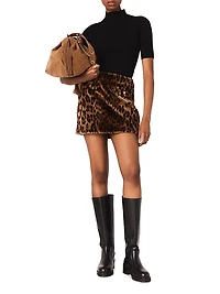 Leopard Faux Fur Miniskirt