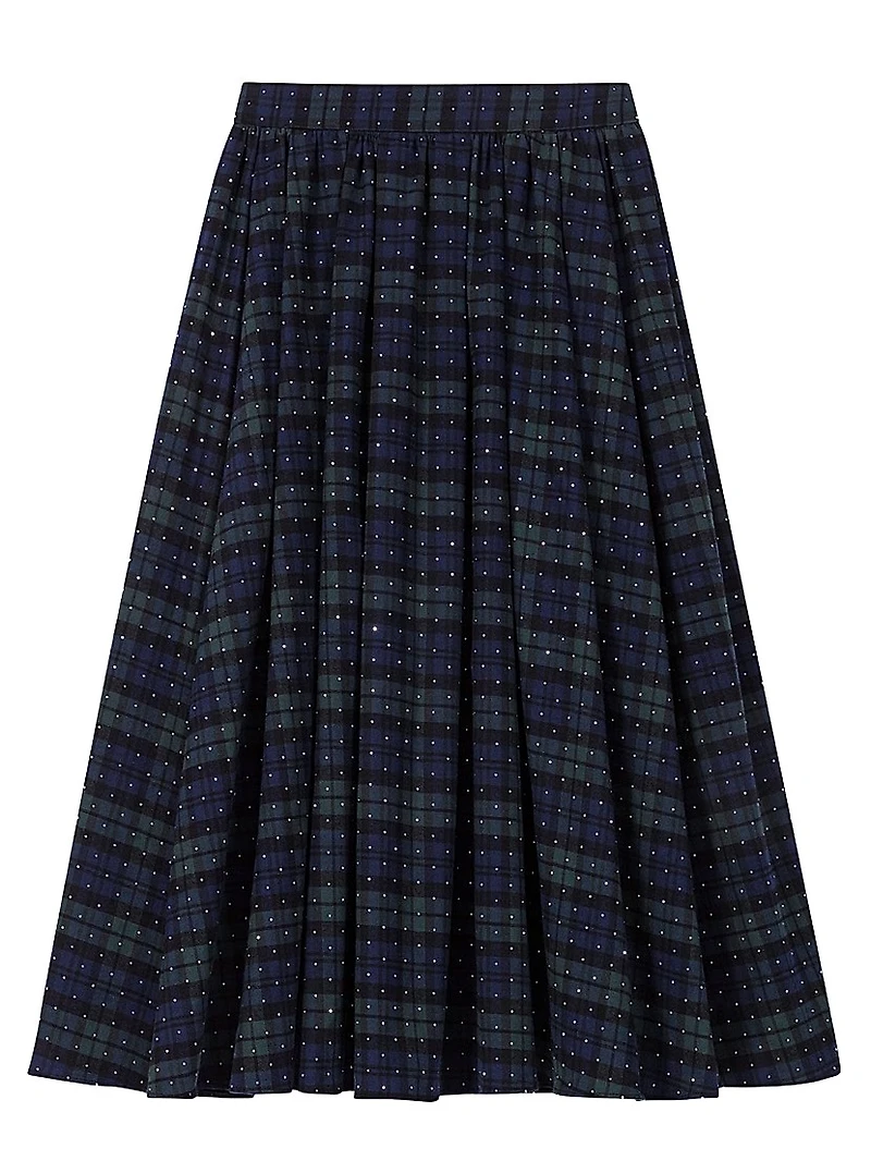 Check Skirt with Rhinestones
