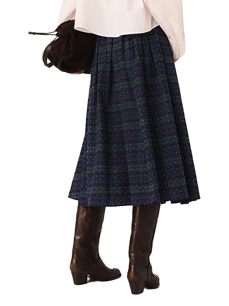 Check Skirt with Rhinestones
