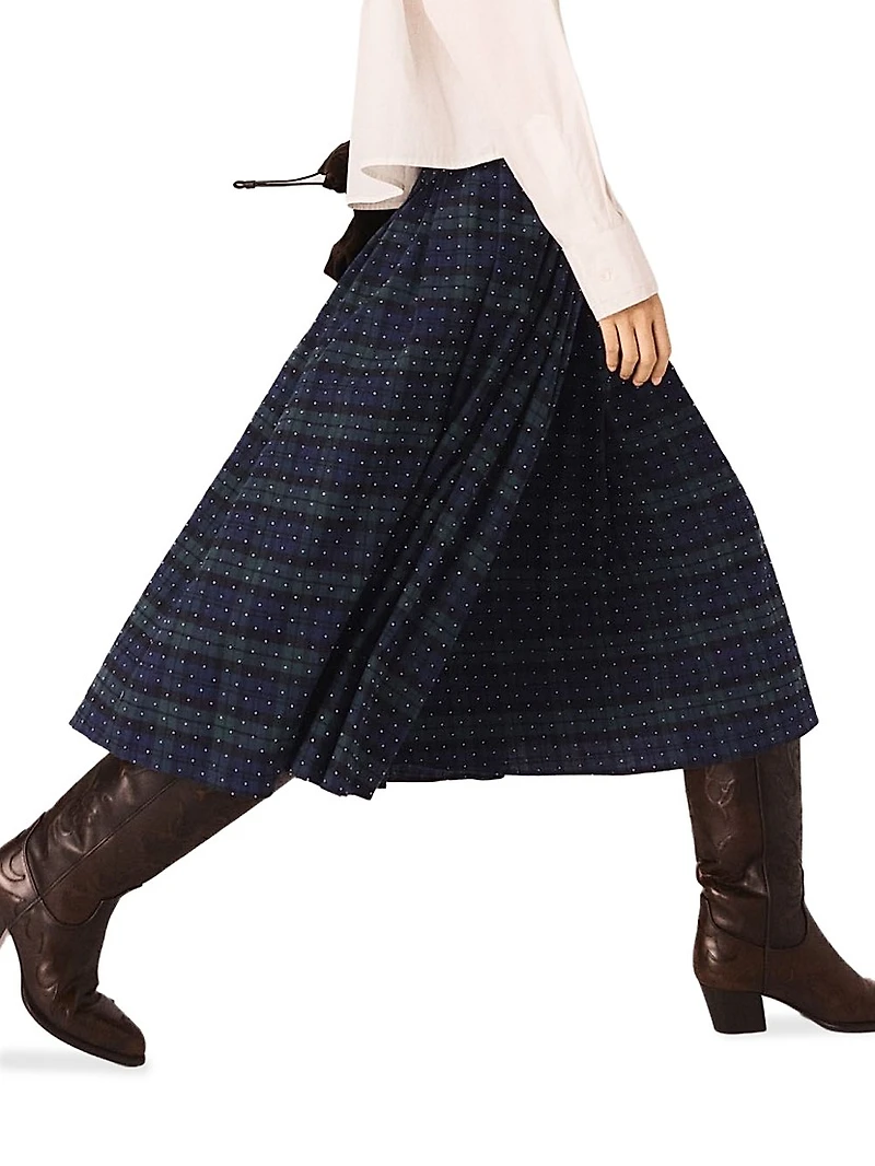 Check Skirt with Rhinestones