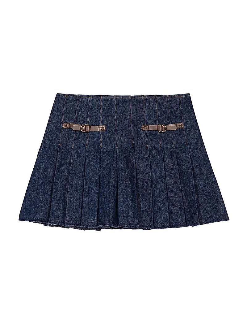 Short Denim Skirt with Lining