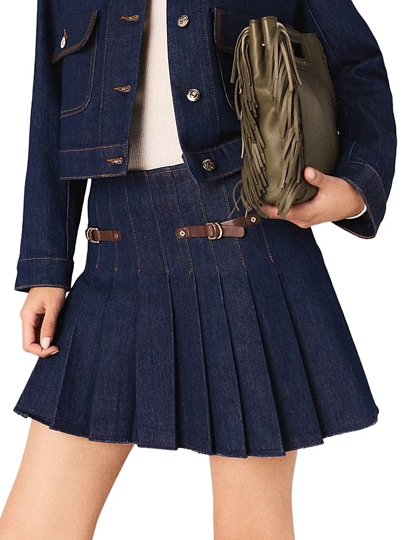 Short Denim Skirt with Lining