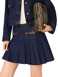 Short Denim Skirt with Lining