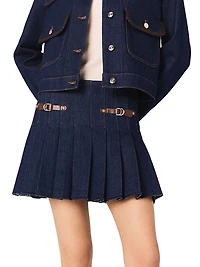 Short Denim Skirt with Lining