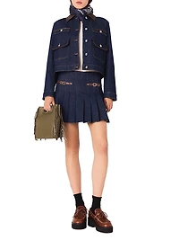 Short Denim Skirt with Lining