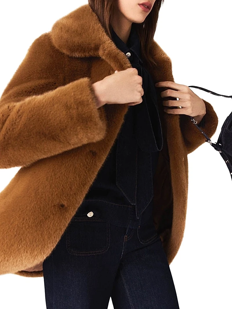 Mid Length Faux Fur Coat