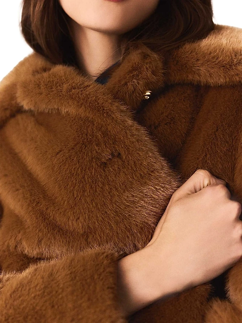 Mid Length Faux Fur Coat