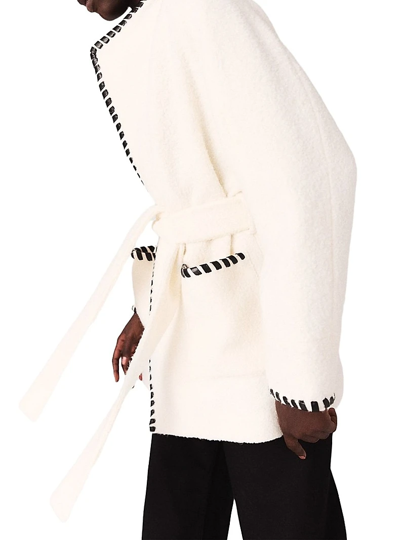 Lined Coat with Contrasting Ribbon