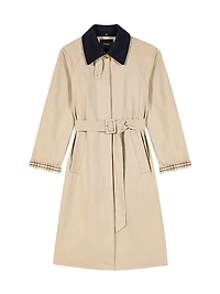 Contrast Sleeve and Collar Trench Coat