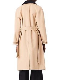 Contrast Sleeve and Collar Trench Coat