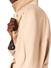 Contrast Sleeve and Collar Trench Coat