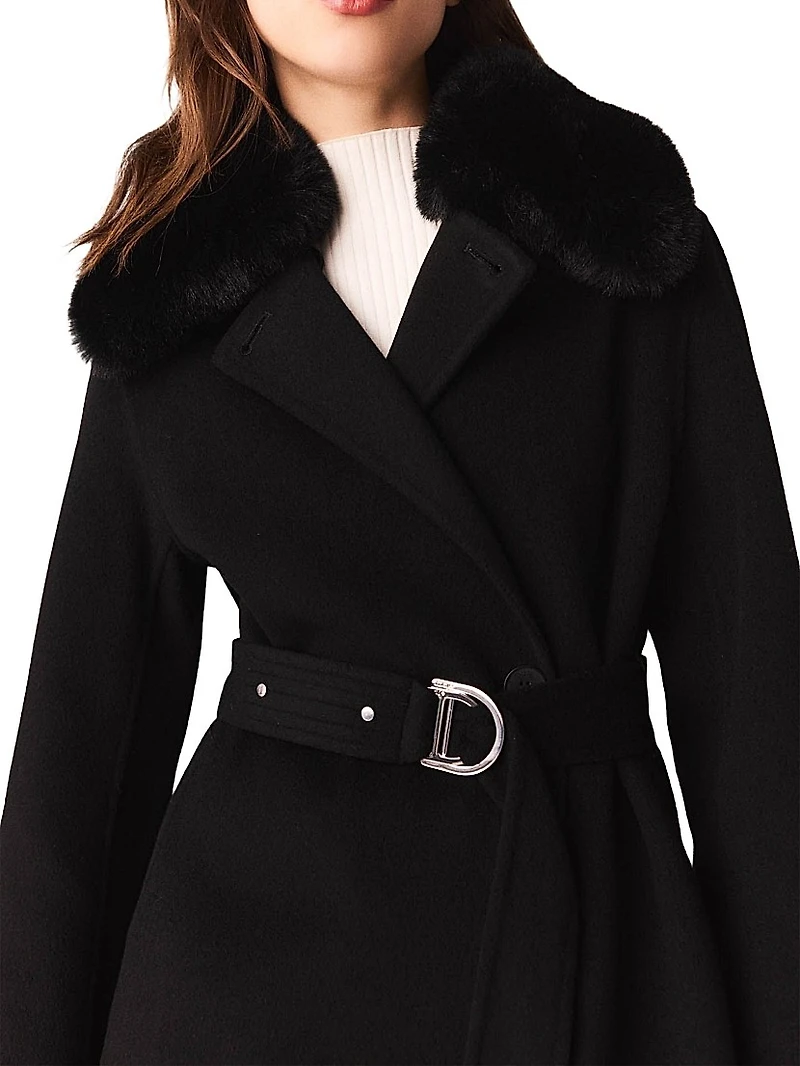 Double-Faced Coat with Removable Collar